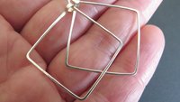 sterling silver hoops. 1 inch square earrings. geometric jewelry. splurge. available in niobium wire