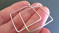 sterling silver hoops. 1 inch square earrings. geometric jewelry. splurge. available in niobium wire
