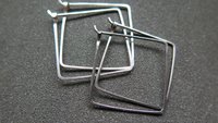 sterling silver hoops. 1 inch square earrings. geometric jewelry. splurge. available in niobium wire