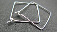 sterling silver hoops. 1 inch square earrings. geometric jewelry. splurge. available in niobium wire
