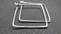 sterling silver hoops. 1 inch square earrings. geometric jewelry. splurge. available in niobium wire