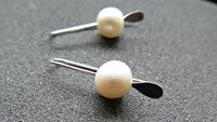 small white pearl drop earrings. freshwater pearl silver jewelry. simple pearl jewellery. 7mm pearls. made in Canada