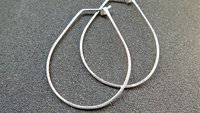 hammered sterling silver hoops. teardrop earrings. 20 gauge silver wire earrings. made in Canada
