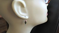 small green stone earrings. unakite jewelry. pink jewellery. Canadian seller.