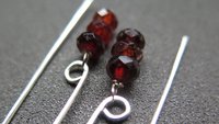 hessonite garnet earrings. burnt red stone jewelry. silver dangle earings.