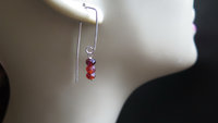hessonite garnet earrings. burnt red stone jewelry. silver dangle earings.