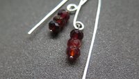 hessonite garnet earrings. burnt red stone jewelry. silver dangle earings.