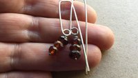 hessonite garnet earrings. burnt red stone jewelry. silver dangle earings.