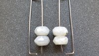 geometric labradorite earrings. rectangle hoops. dark silver hoops in niobium. sensitive ears. nickel free hoop earrings.