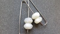 geometric labradorite earrings. rectangle hoops. dark silver hoops in niobium. sensitive ears. nickel free hoop earrings.