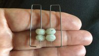 geometric labradorite earrings. rectangle hoops. dark silver hoops in niobium. sensitive ears. nickel free hoop earrings.
