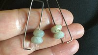 geometric labradorite earrings. rectangle hoops. dark silver hoops in niobium. sensitive ears. nickel free hoop earrings.