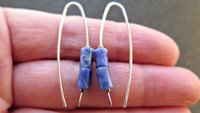 blue sodalite earrings. sterling silver threader earrings. present for sister. made in Canada.