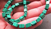 small emerald green earrings. natural malachite jewelry with silver hematite stones. rectangle earrings. made in Calgary