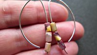 yellow and red earrings. natural mookaite jasper jewelry. modern stone earrings with sterling silver hooks.