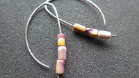 yellow and red earrings. natural mookaite jasper jewelry. modern stone earrings with sterling silver hooks.