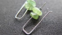 small peridot earrings. silver and green gemstone earrings. August birthstone. artisan jewelry. peridot nuggets.
