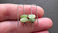 small peridot earrings. silver and green gemstone earrings. August birthstone. artisan jewelry. peridot nuggets.