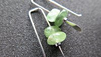 small peridot earrings. silver and green gemstone earrings. August birthstone. artisan jewelry. peridot nuggets.