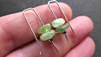 small peridot earrings. silver and green gemstone earrings. August birthstone. artisan jewelry. peridot nuggets.
