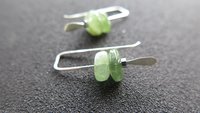 small peridot earrings. silver and green gemstone earrings. August birthstone. artisan jewelry. peridot nuggets.