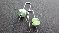 small peridot earrings. silver and green gemstone earrings. August birthstone. artisan jewelry. peridot nuggets.