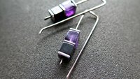 amethyst and black onyx earrings with hematite. hypoallergenic niobium for sensitive ears. modern cube jewelry.