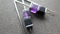 amethyst and black onyx earrings with hematite. hypoallergenic niobium for sensitive ears. modern cube jewelry.