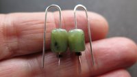 genuine green jade earrings from Canada. natural jade jewelry. 1 inch earrings.