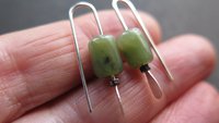 genuine green jade earrings from Canada. natural jade jewelry. 1 inch earrings.