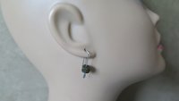dark forest green jasper earrings. small modern earrings. splurge jewellery made in Calgary.