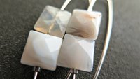 white agate earrings. square stone earrings. contemporary silver jewellery. splurge.