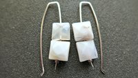 white agate earrings. square stone earrings. contemporary silver jewellery. splurge.