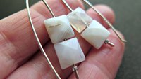 white agate earrings. square stone earrings. contemporary silver jewellery. splurge.