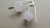small rose quartz earrings in pale pink and silver. quartz jewelry. cube earrings for women