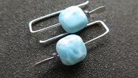 natural larimar earrings. small blue stone earrings. handmade in Calgary by splurge