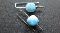 natural larimar earrings. small blue stone earrings. handmade in Calgary by splurge
