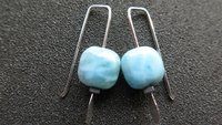 natural larimar earrings. small blue stone earrings. handmade in Calgary by splurge