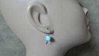 natural larimar earrings. small blue stone earrings. handmade in Calgary by splurge