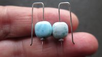 natural larimar earrings. small blue stone earrings. handmade in Calgary by splurge