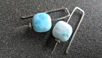natural larimar earrings. small blue stone earrings. handmade in Calgary by splurge