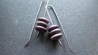 plum jasper earrings in grey niobium wire. contemporary stone jewelry. Canadian jewellery.