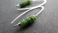 Canadian jade earrings. forest green jade jewelry. natural stone earrings.