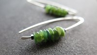Canadian jade earrings. forest green jade jewelry. natural stone earrings.