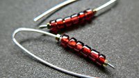 genuine red garnet earrings. modern red gemstone jewelry. Canadian made garnet jewellery.