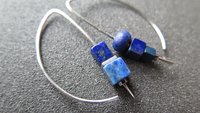 asymmetrical lapis lazuli earrings in sterling silver. modern blue earrings. blue gemstone jewelry. hematite jewellery.