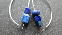 asymmetrical lapis lazuli earrings in sterling silver. modern blue earrings. blue gemstone jewelry. hematite jewellery.