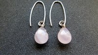 rose quartz earrings. pink dangle earrings. made in Canada.
