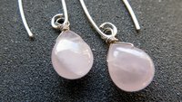 rose quartz earrings. pink dangle earrings. made in Canada.