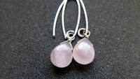 rose quartz earrings. pink dangle earrings. made in Canada.